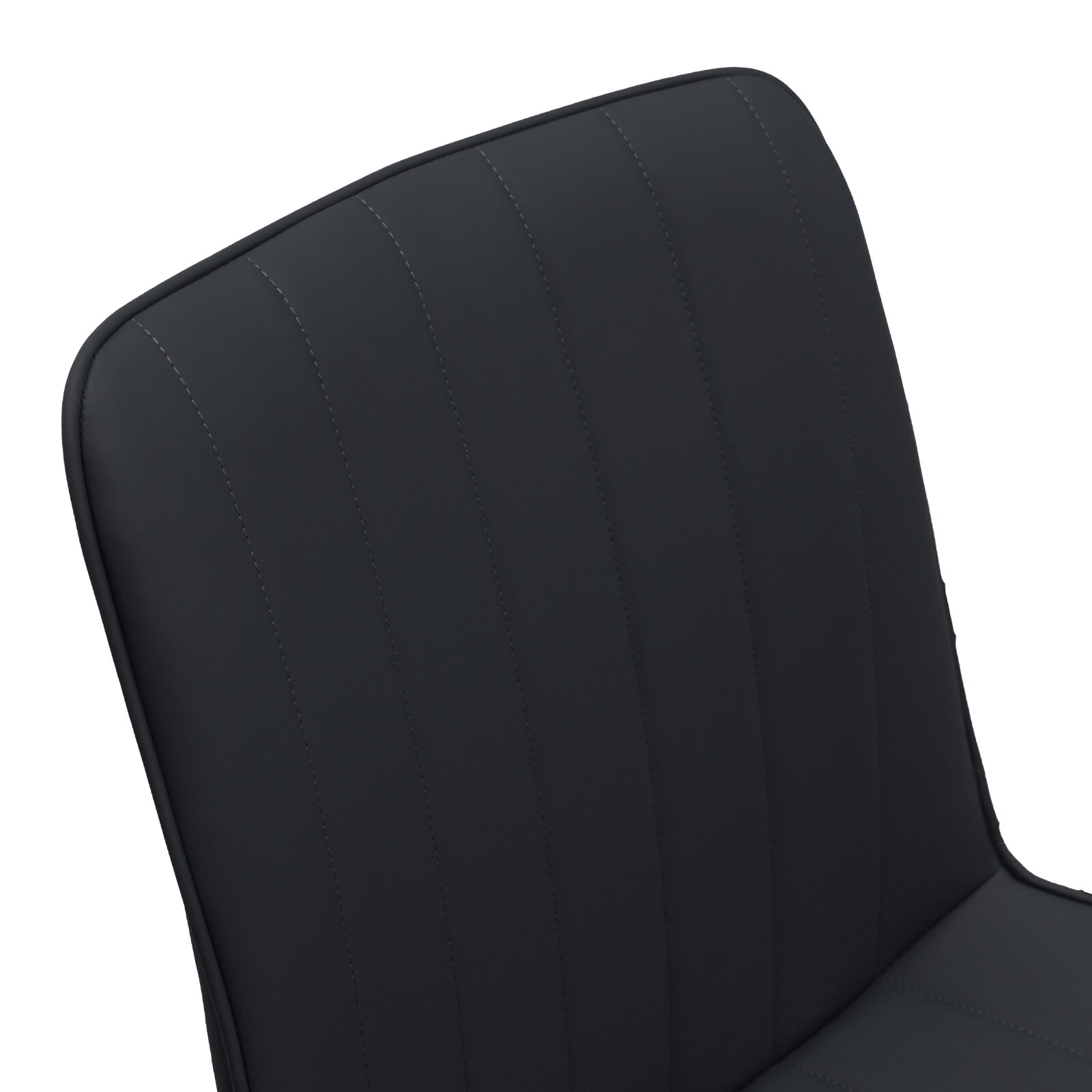 Black PU Leather Dining Chair with Metal Legs, Wave Pattern Upholstered Armless Chair Set of 4 for Kitchen, Restaurant, Living, Meeting Room